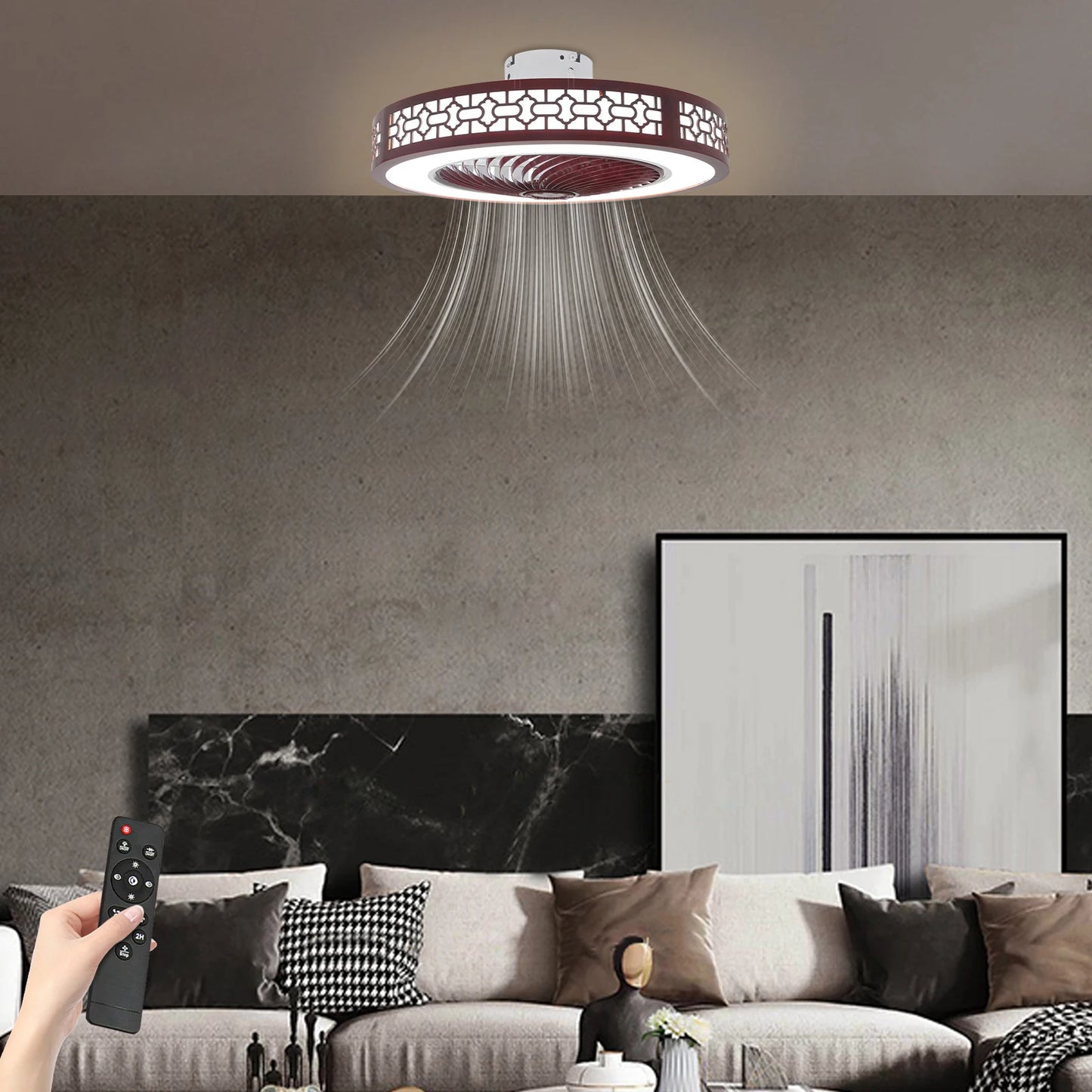 57x57x19cm 64W Ceiling Fan LED Ceiling Lamp with Remote Control for Bedroom, Dining Room or Living Room