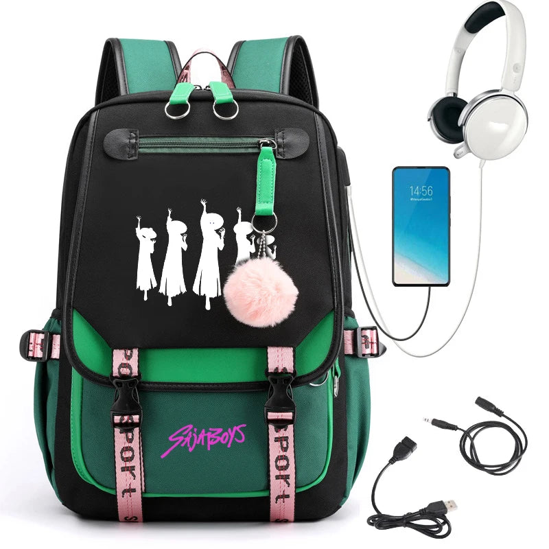 2025 New Back To School Backpack for Girls Boys Teenager KPop Demon Hunters Fashion Usb School Bags Travel Backpacks Mochila
