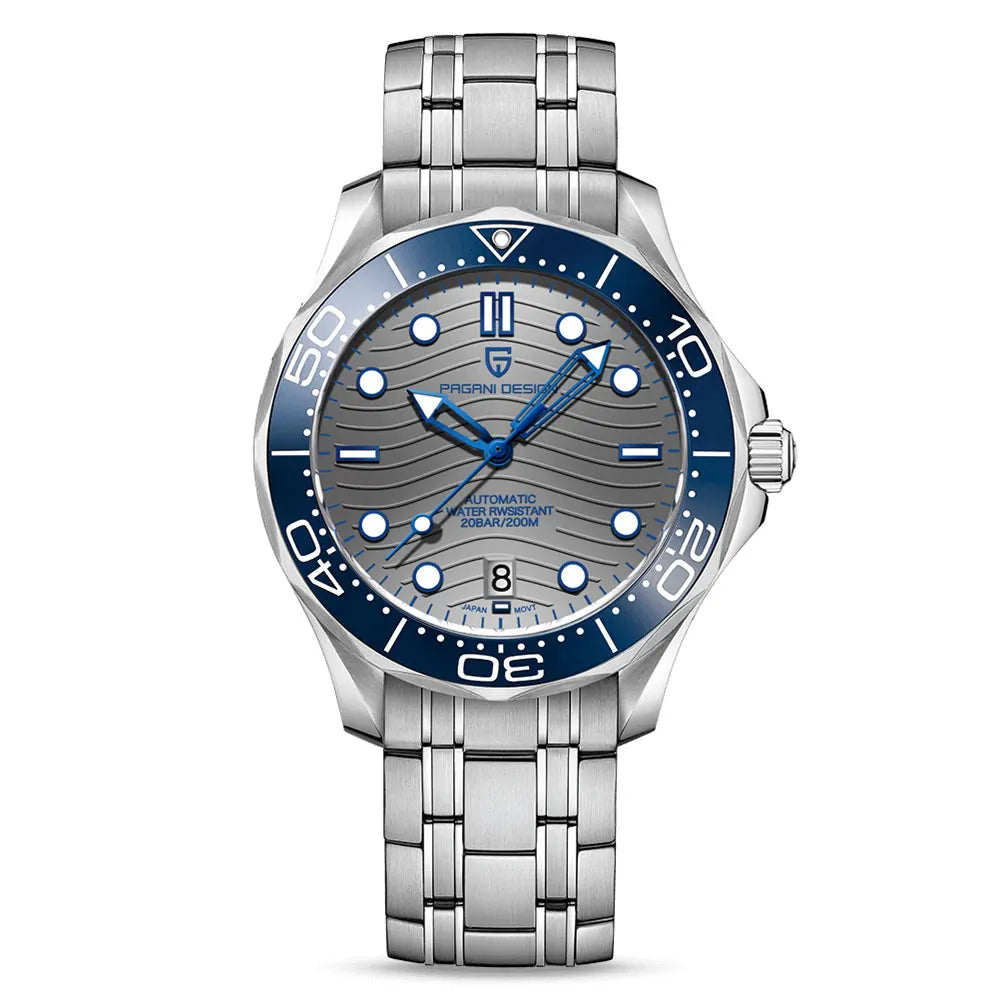 PAGANI DESIGN 2025 New V2 Waves Men's Watches 200M Diving Automatic Watch For Men AR Sapphire crystal Mechanical Wrist watch Men