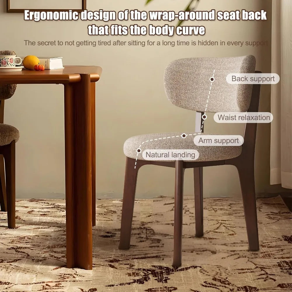 Wooden Dining Chairs Set of 2/4, Mid Century Modern Dining Chairs, Modern Fabric Thickening Upholstered Kitchen Side Chairs, Far