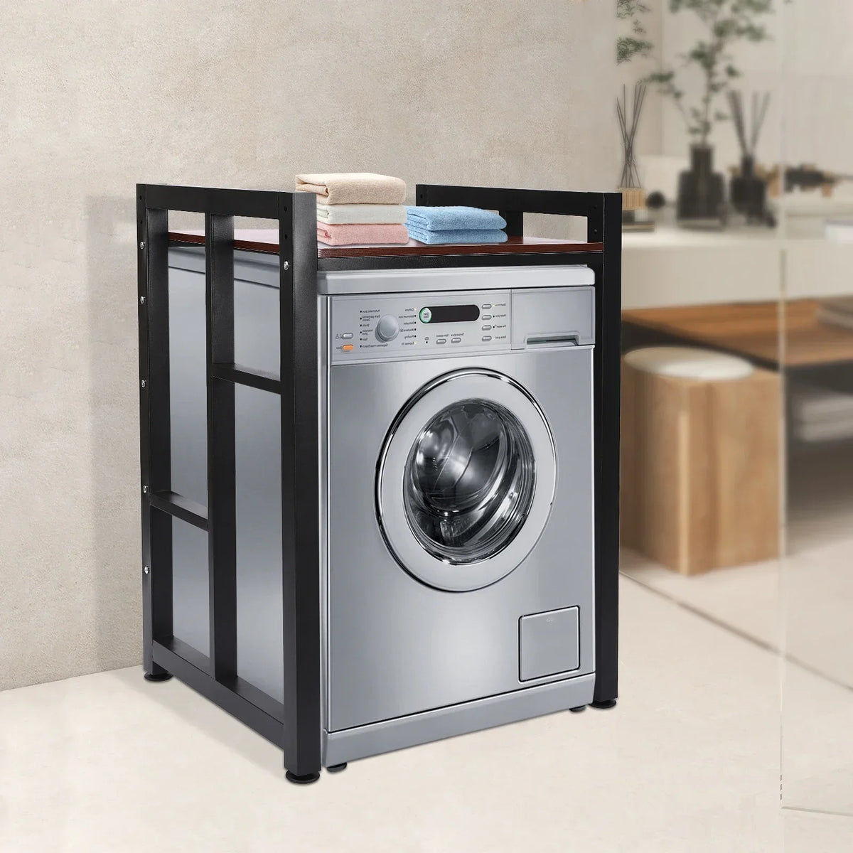 Modern Washer and Dryer Storage Shelf, Floor Mount Organizer Rack with 418.9lbs Load Capacity for Laundry Room and Bathroom