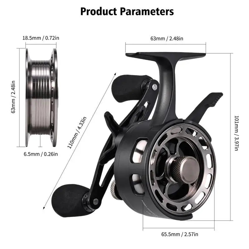 Ice Fishing Reel Large Spool Diameter Inline Freespool Reel Wear-Resistant 31 BB Ice Fishing Gear for Sea Lake Pond Metal Spool