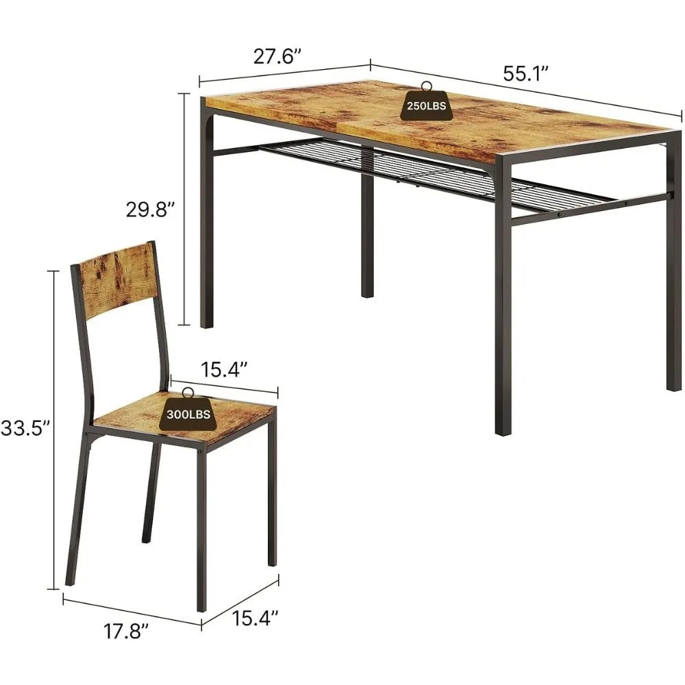 Dining Table Set for 6 with Chairs, 7-Piece Kitchen Table Set for Small Space, Apartment, Kitchen, Dining Room, Space-Saving