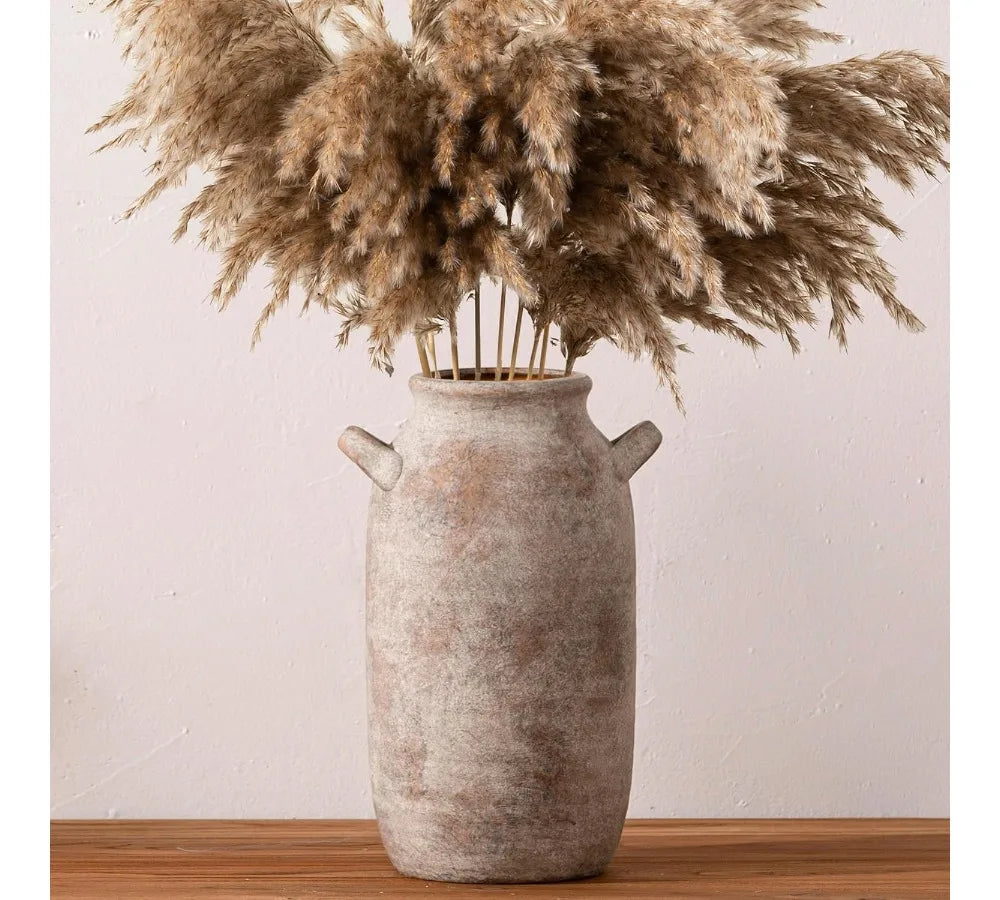 Large Ceramic Farmhouse Vase 12 Inch Tall Rustic Home Decor with Handle for Living Room Kitchen
