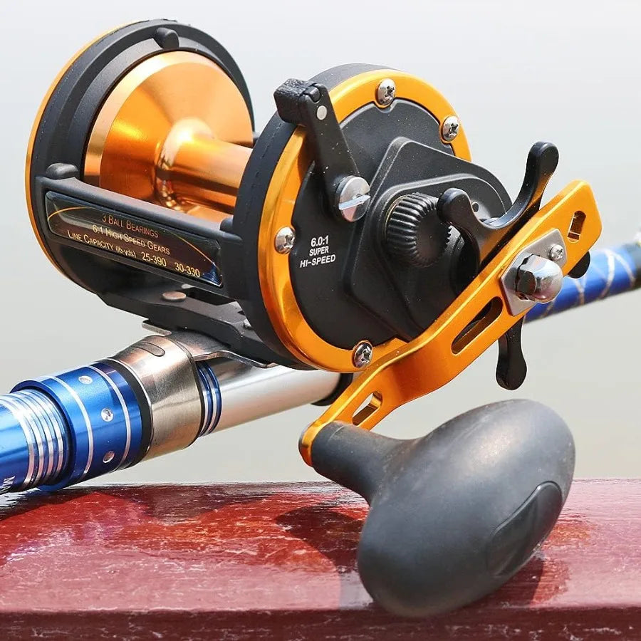 Conventional Reel Trolling Fishing Reel Powerful Drag Fishing Reel for Saltwater Big Game Fishing in Deep Sea Environments with