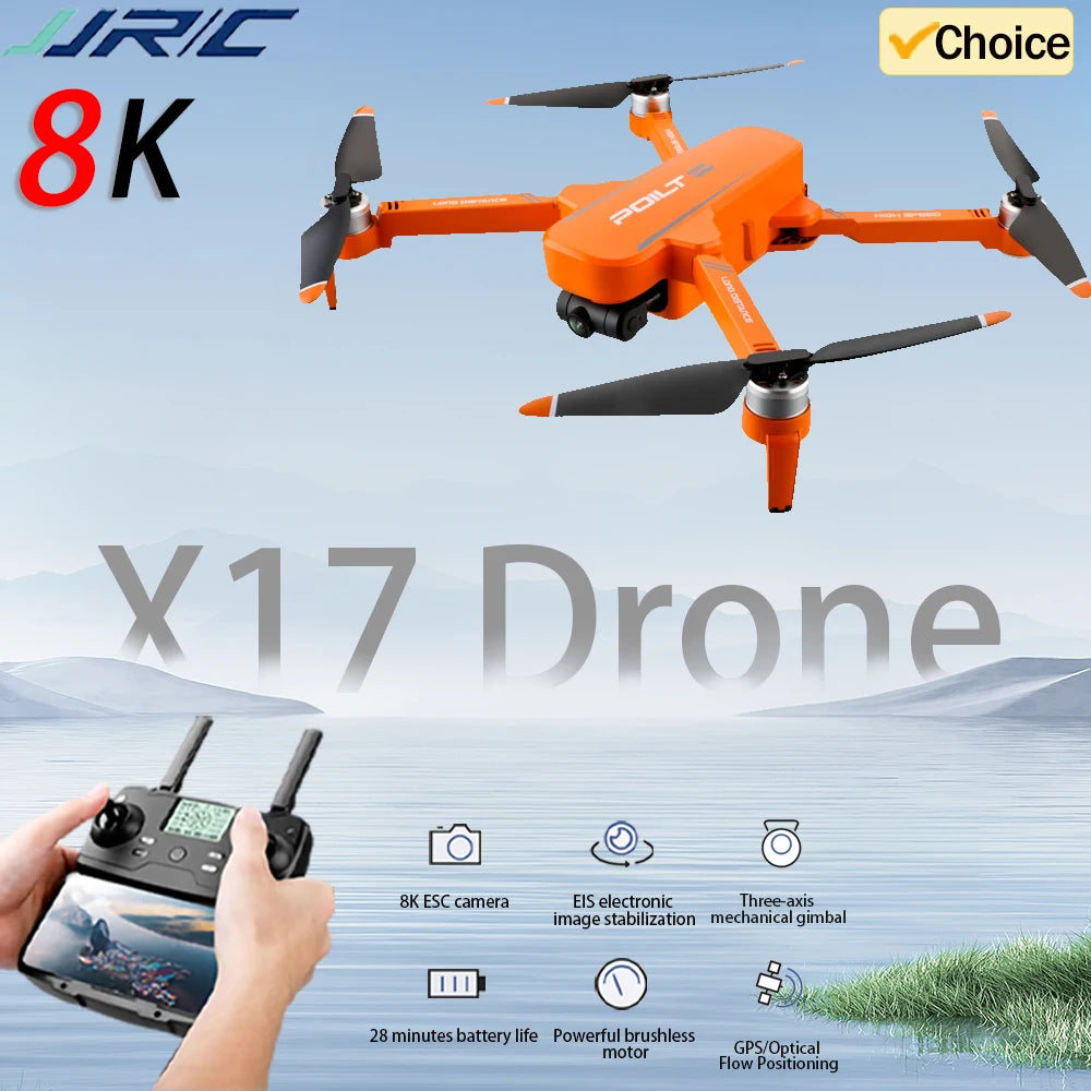 JJRC new X17 8K FPV dual-axis gimbal drone dual camera folding helicopter 5G brushless RC aerial photography aerial vehicle