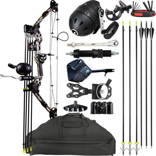 Compound Bow Fishing Combo Kit - 20-70 LBS Hunting Bow with Bowfishing Arrow and Fishing Reel for Bowfishing Archery Hunting Co