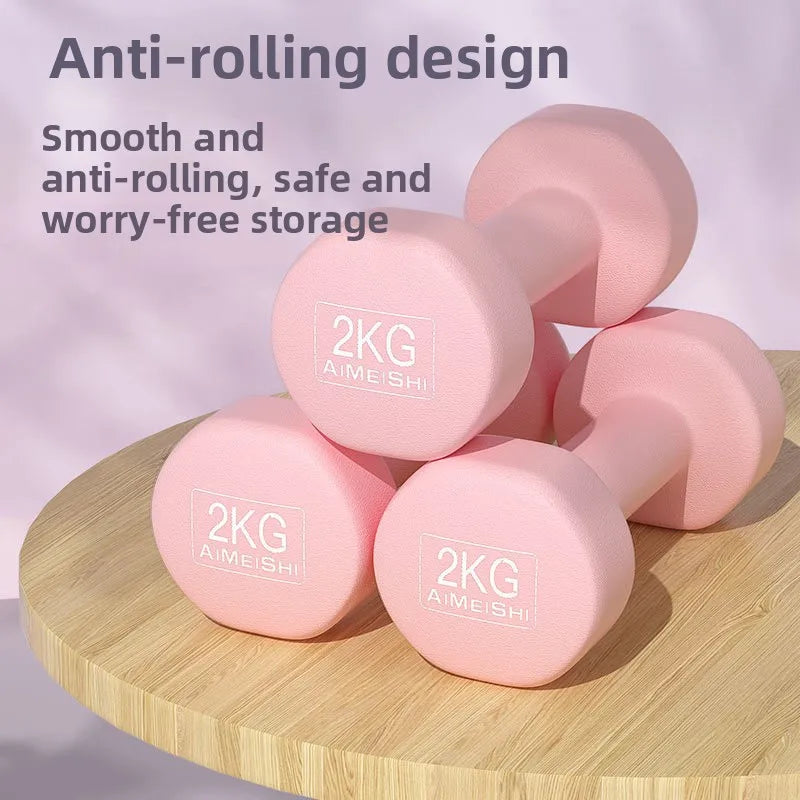Women's 1/2kg Cast Iron Matte Free Weights Colorful Plastic Coated Jumping Exercise Yoga Fitness Dumbbells Small Home Fitness