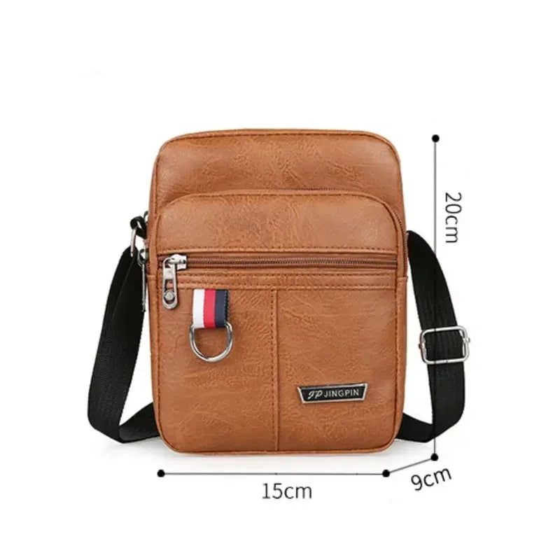 Men's High Quality PU Leather Shoulder Bag Large Capacity Chest Bag Fashion Casual Solid Color Crossbody Bag