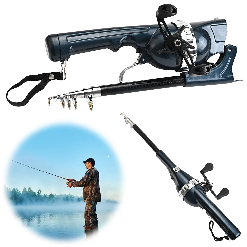 Portable Folding Fishing Rod Telescopic Fishing Pole with Reel Line Travel Rods Carbon Fiber for Outdoor Fishing Gifts for Men