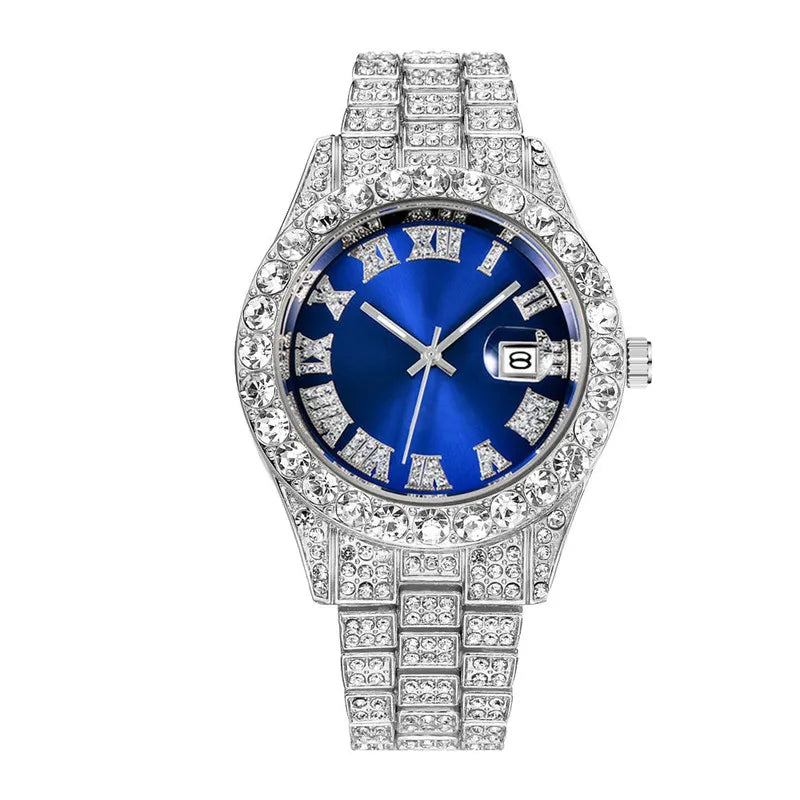 New 2025 Watch For Men Luxury Iced Out Diamond Quartz Men's Watches Calendar Hip Hop Male Clock Relogios Masculino Drop Shipping