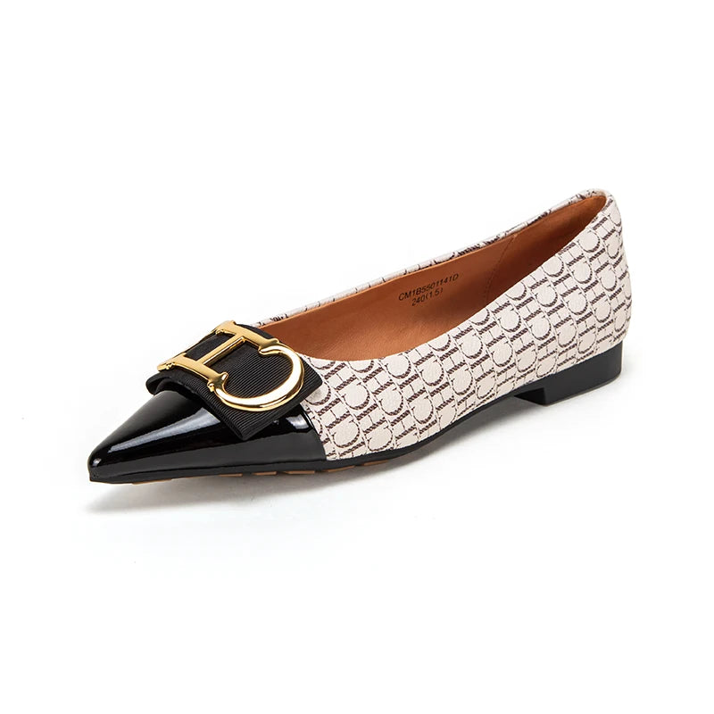 Alphabet Print Design Fashion New Women's Single Shoes Exquisite Versatile Retro Classic Women's Flat Shoes