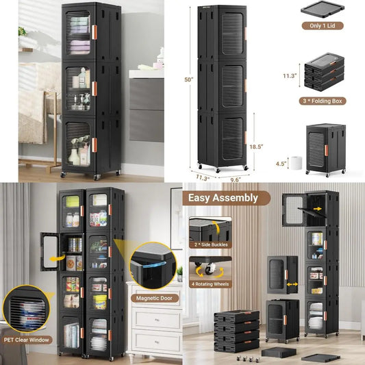 space-saving 3-tier storage cabinet for bathroom with adjustable shelves and door