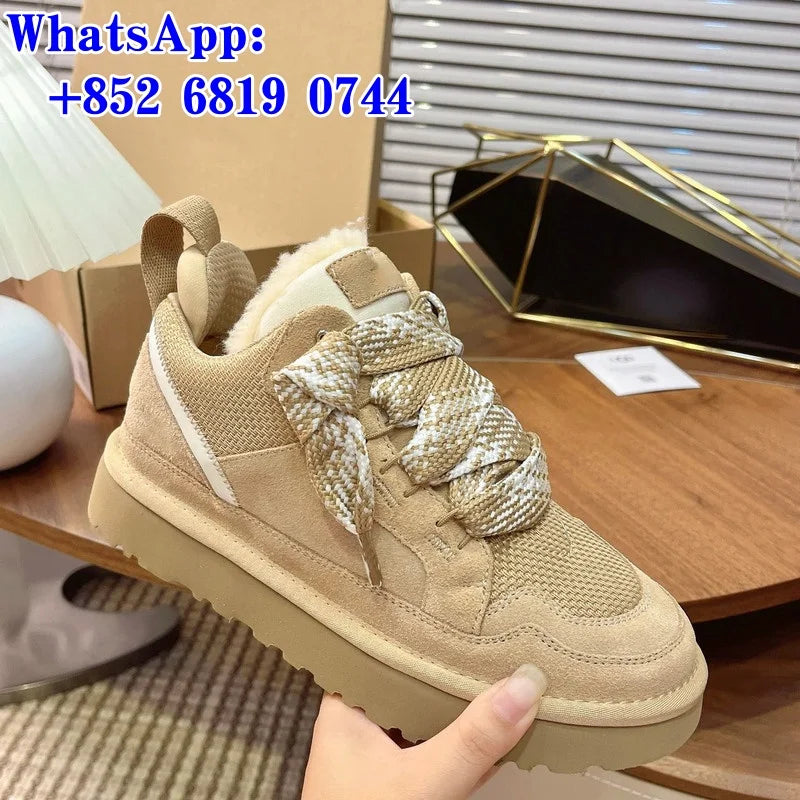 2026 Winter Women's Shoes Luxury Cotton Snow Boots Versatile Casual Shoes Unisex Thickened Plush Warm Non-Slip Ankle Boots