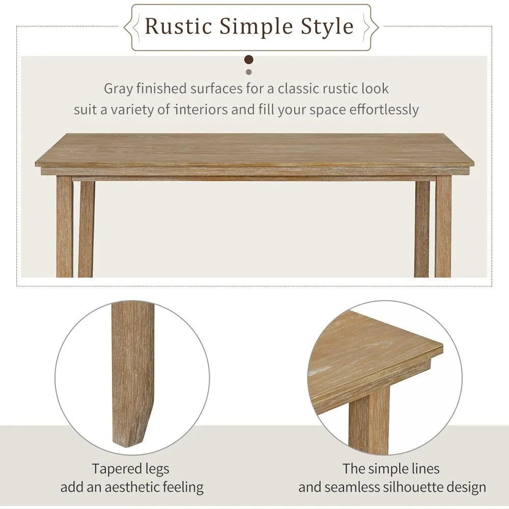 6-piece dining table set with bench for 6 rectangular kitchen table set with 4 chairs & bench retro dining room table and chairs