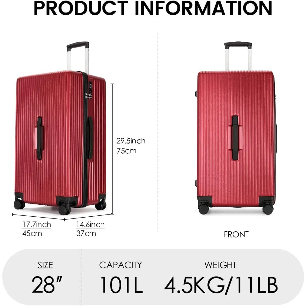 Trunk Luggage, 28 Inch Luggage with Spinner Wheels, Scratch resistant texture Lightweight PC material with TSA Lock