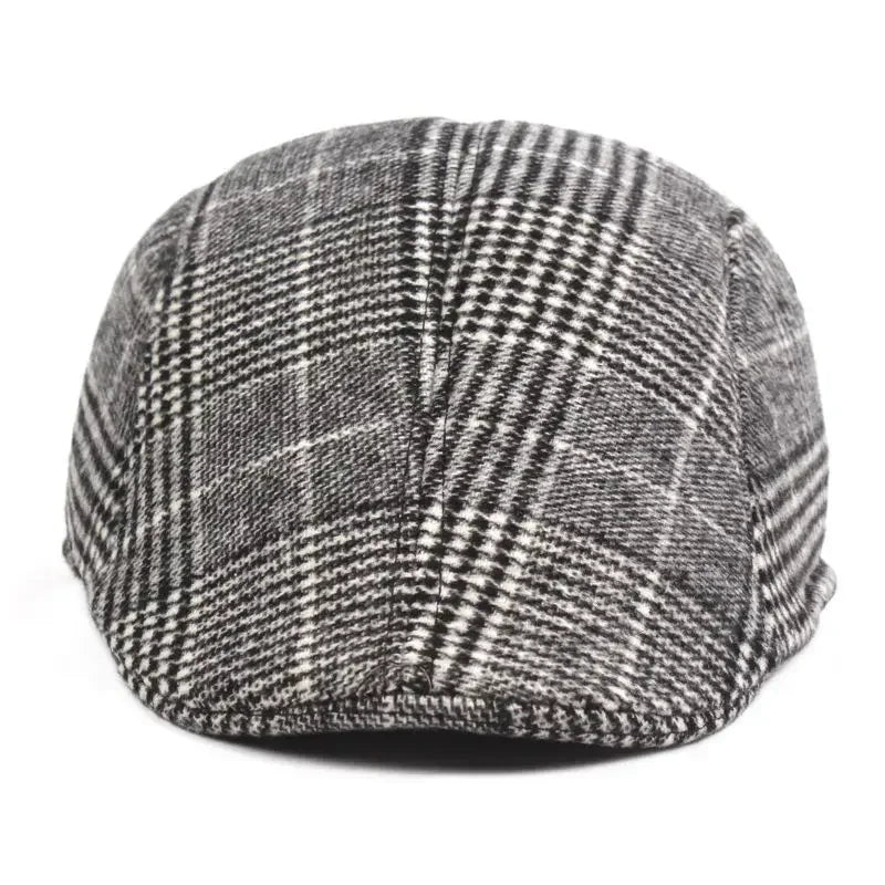 British Style  Autumn Winter Warm Gentleman Baseball Hat Berets Newsboy Painters Hat Plaid Wool Hat Unisex Cabbie Visor Flat Cap