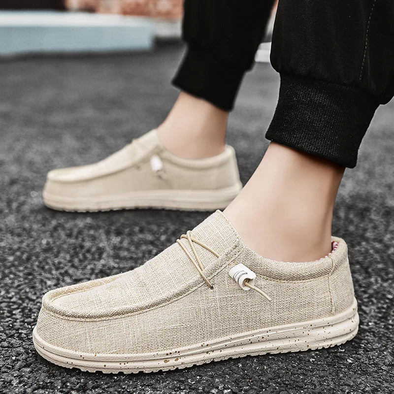 Men Shoes Casual Canvas Loafers Shoes Light Breathable Flats Leisure Male Vulcanized Shoes Walking Sneakers Plus Size 39-46
