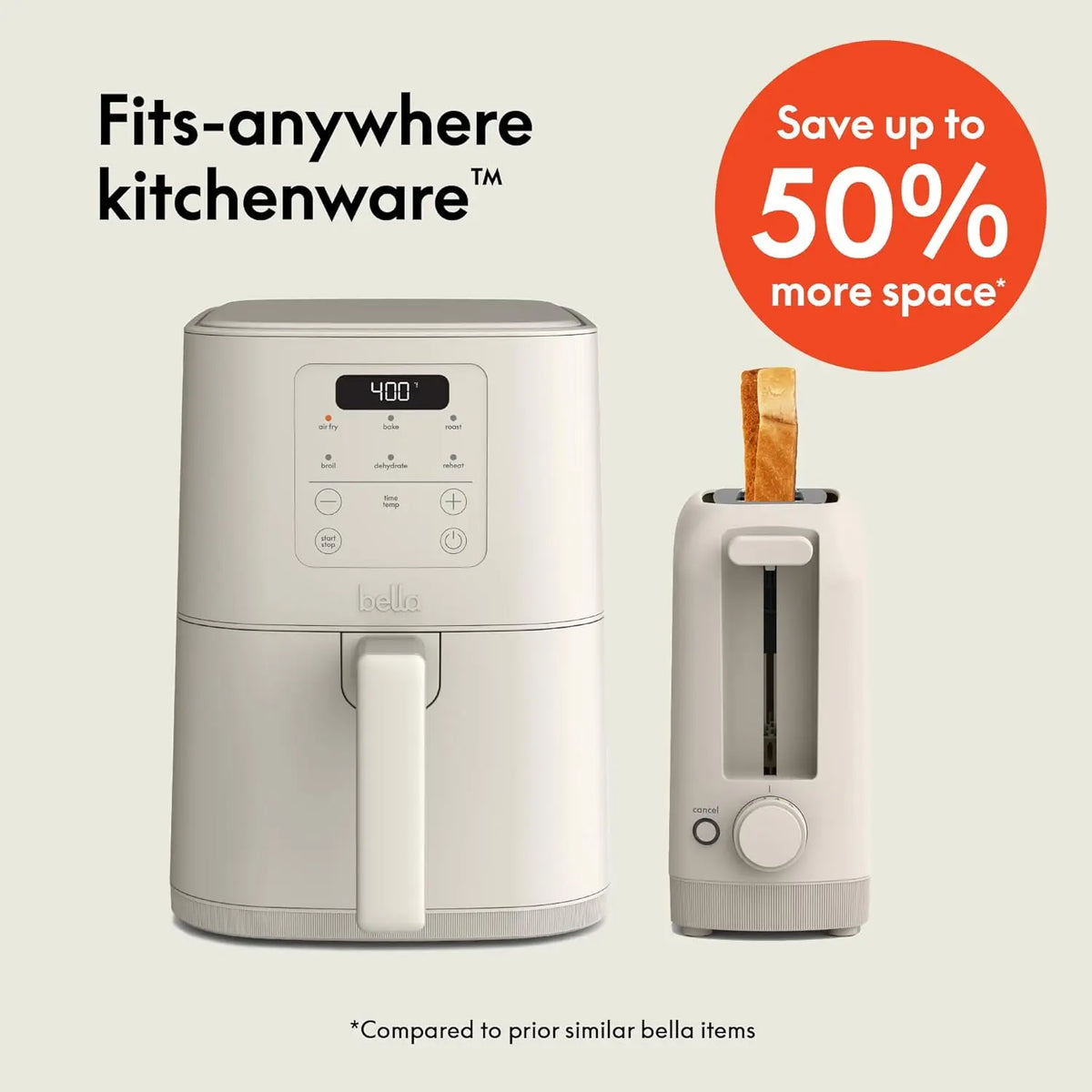 Slim 2-Slice Toaster & 4Qt Air Fryer, 6 Preset Modes, Compact Kitchen Combo