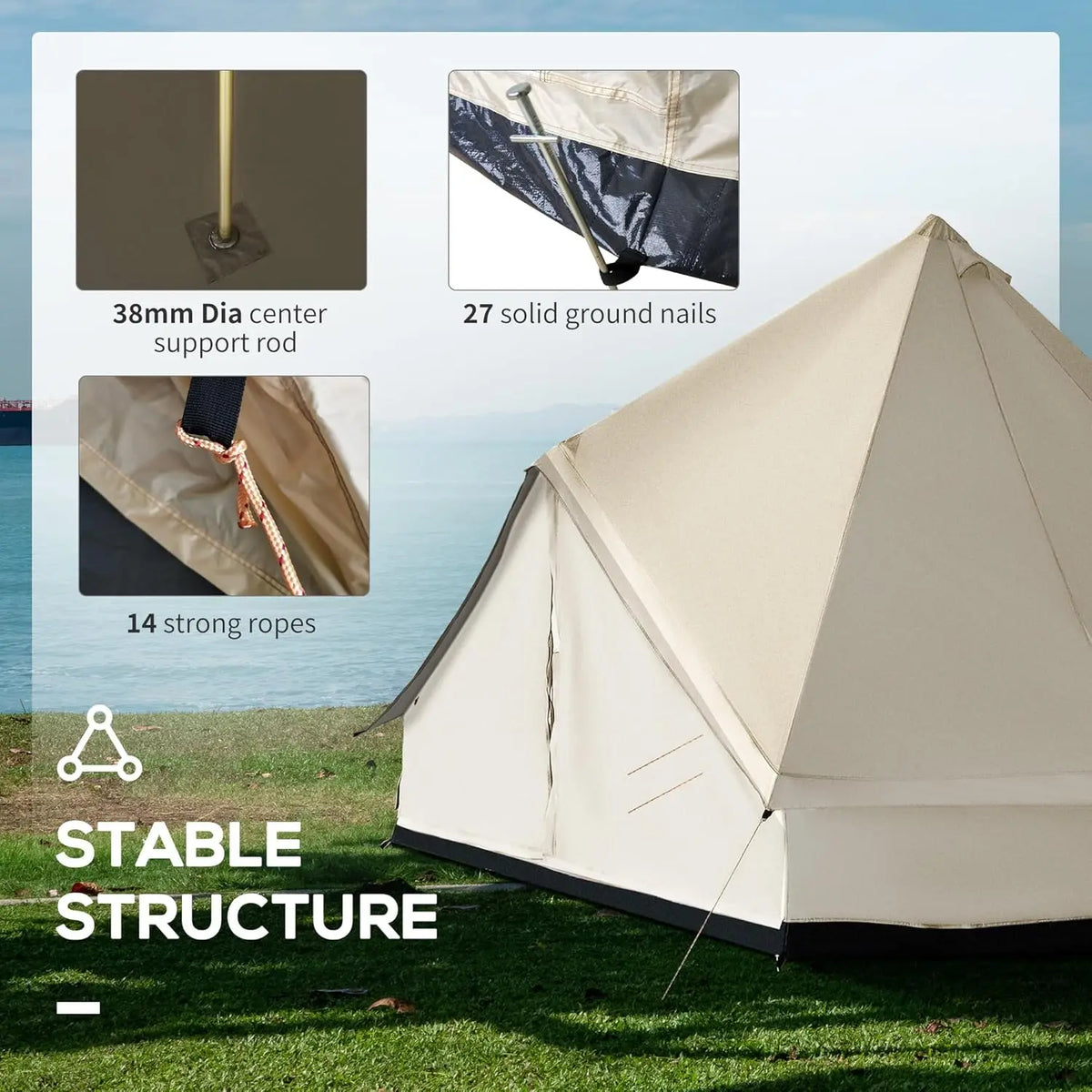 10-Person Yurt Tent Glamping Bell Tent with Spacious Interior, Breathable Waterproof Design, for Family Camping, 16' x 16' x 10'