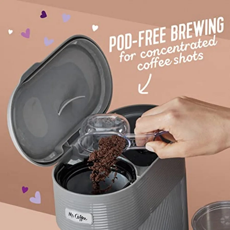 4-in-1 Latte Lux Iced Hot Coffee Maker with Built-In Milk Frother for Single-Serve Brewing 22 Ounces Capacity Perfect for Home