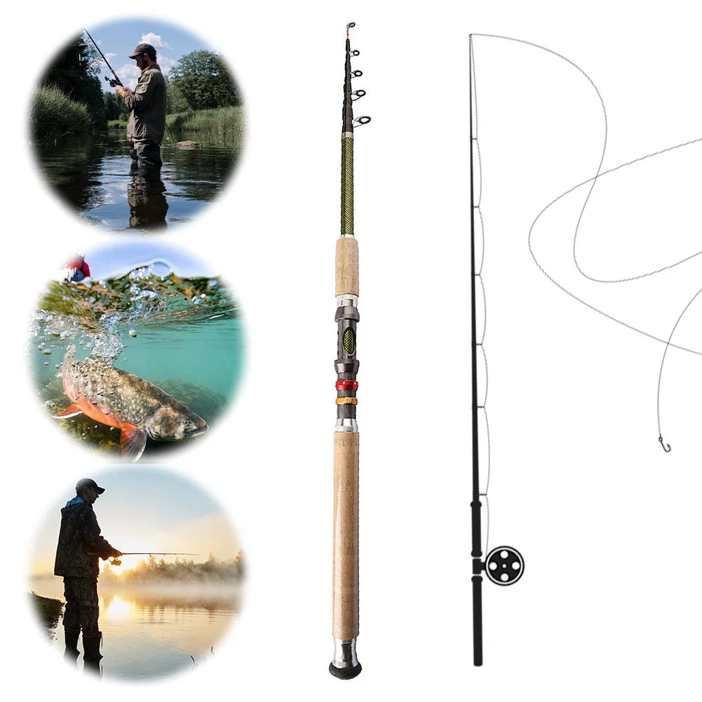 Carbon Fiber Telescopic Fishing Rod Spinning Fishing Rod Portable Travel Rod for Bass Pike Carp Fishing