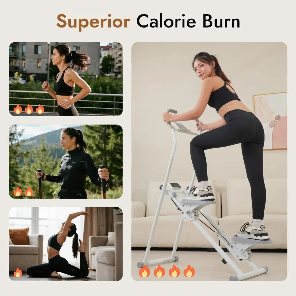 Home Gym Stair Climber: Foldable Cardio Fitness Machine with Adjustable Resistance and Extended Step Range