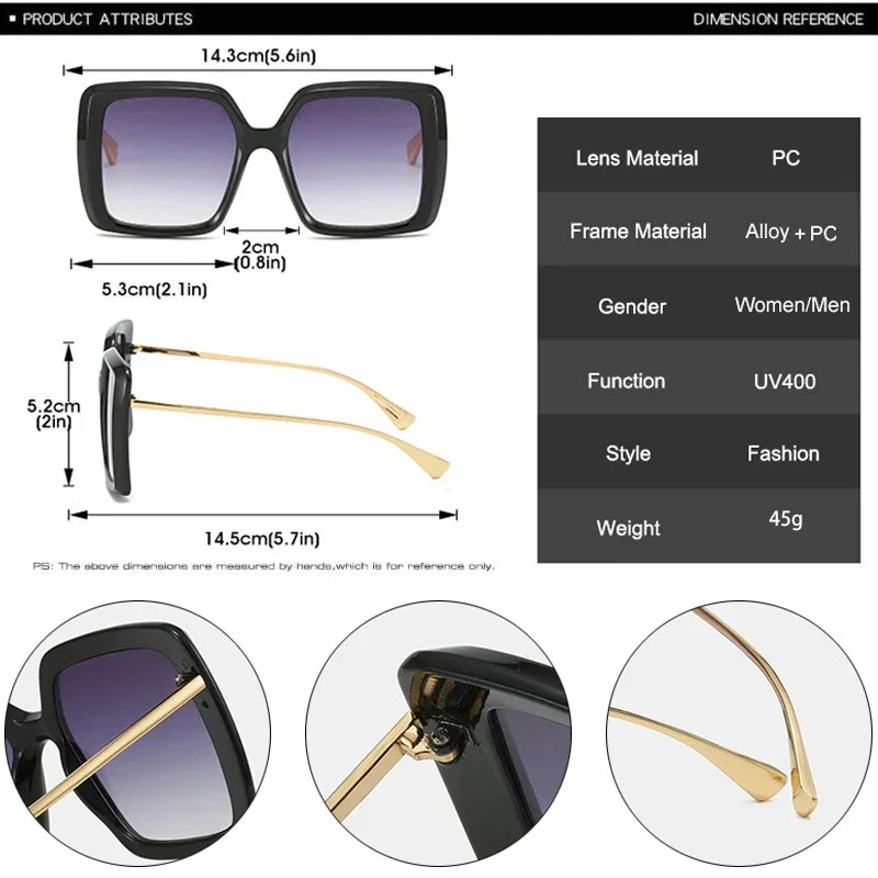 JNPCXI Wholesale Oversized Square Double Color Gradient Green Yellow Sunglasses Women Fashion Shades UV400 Punk Men Sun Glasses
