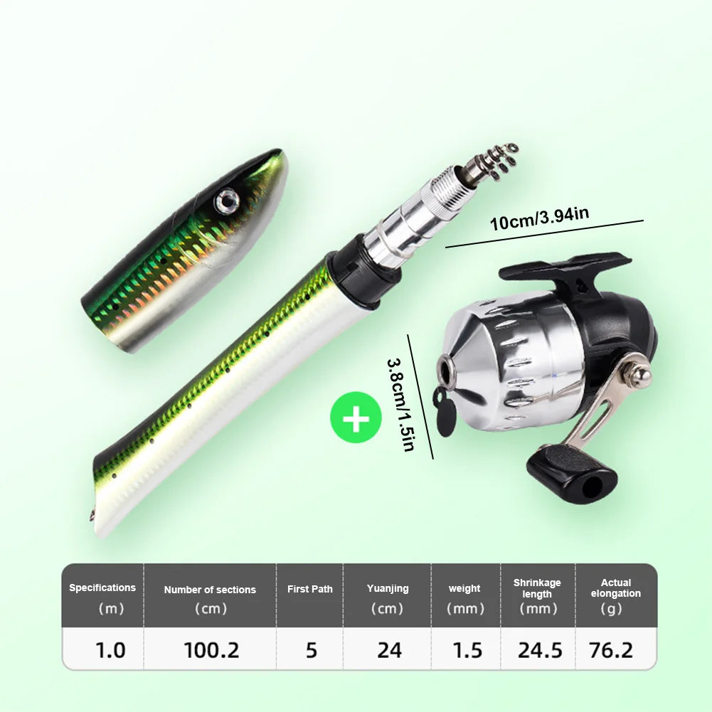 Telescopic Fish Shaped Mini Pen Fishing Rod with Reel Casting Carp Fishing Pole Sea Ice Fishing Pole Fishing Accessories