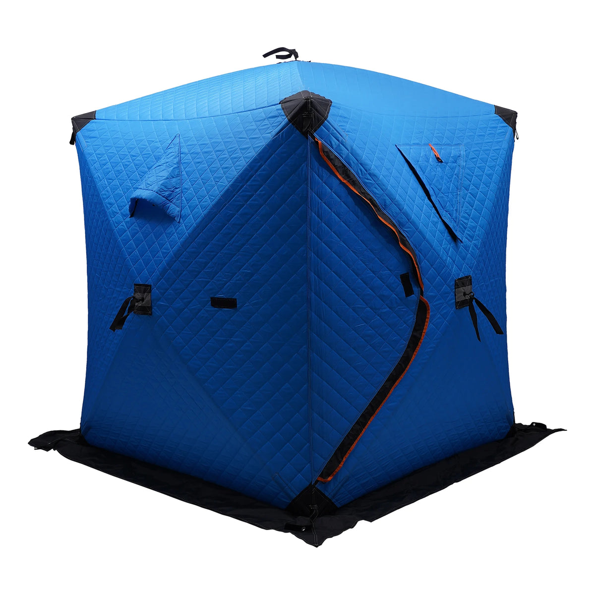 Portable Ice Fishing Shelter, 210D Oxford Fabric, Fiberglass Rods, D-Shaped Door, Double Windows for Ventilation