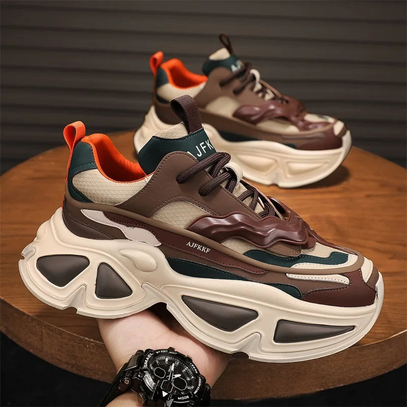 Sneakers For Men British Style Athletic Sneakers Male Sport Walking Sneaker Men Street Style Platform Shoes Male 2024
