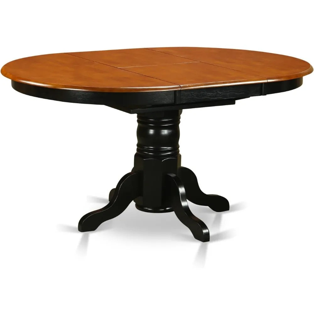 Modern 7-Piece Dining Set with Oval Table and Butterfly Leaf, Including 6 Faux Leather Chairs