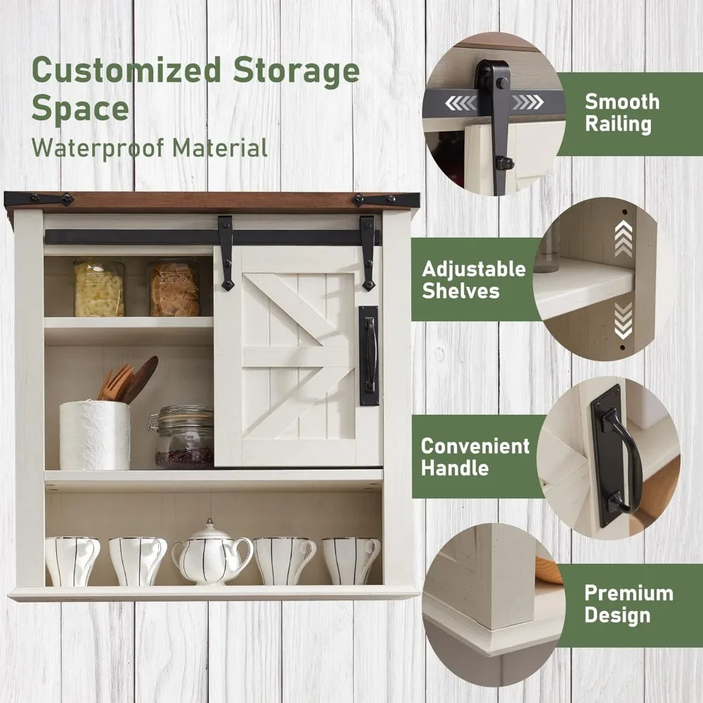 rustic sliding barn door medicine cabinet with adjustable shelves for wall-mounted bathroom storage