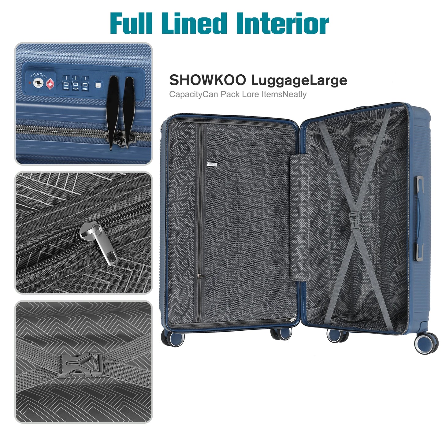 3-Piece PP Hardshell Suitcase Set 20/24/28in - Lightweight Luggage w/360° Spinner Wheels & TSA Lock, Durable Carry-On