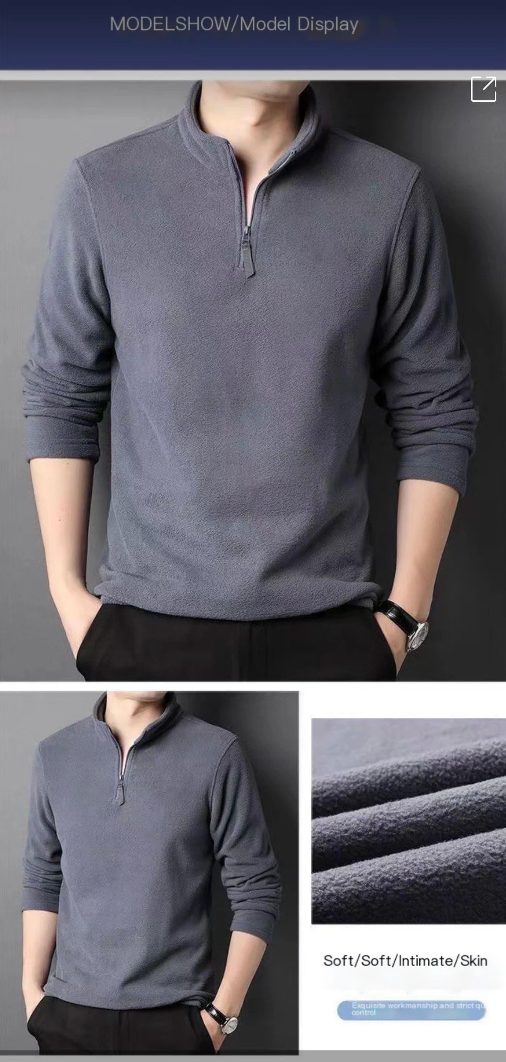 Autumn Winter New Warm Polo Shirts Men's Lamb Wool Sweatshirt Standing Neck Half Zip Long Sleeve Fashion Versatile Men Tees Tops