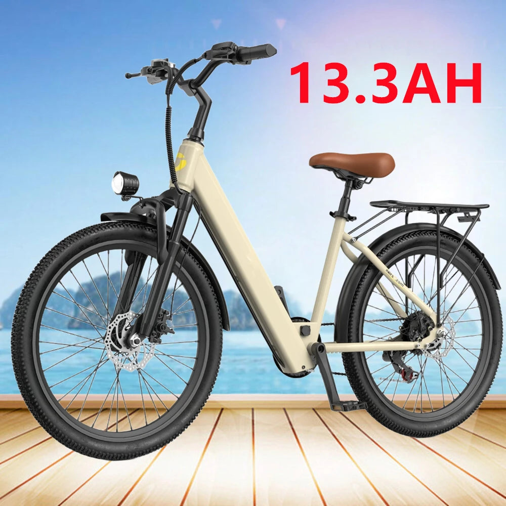 24" Electric Motorcycles Mountain E Bike for Adults, 600W Peak Motor Ebike 22.9Mph 34.5Miles 13.3AH Adults Electric Bicycle