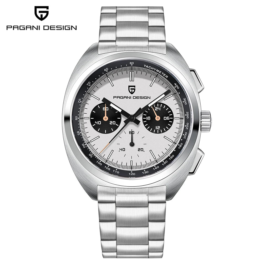 PAGANI DESIGN 2026 Retro Luxury Men's Watches Sports Chronograph VK63 Quartz Watch For Men AR Sapphire Waterproof Leather Clock