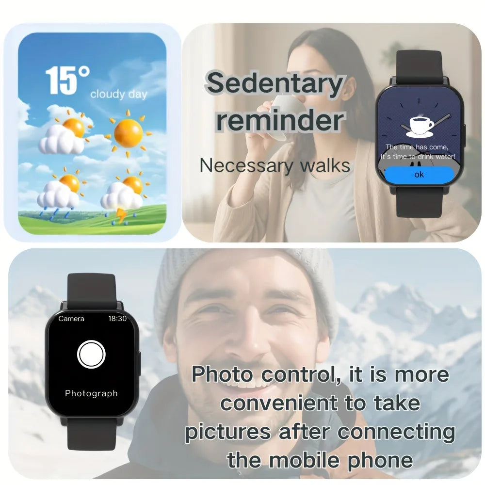 2025 Smart Watch for Men Women Square HD Screen: Wireless Calling with Dial Pad, Frequent Contacts Message Reminder