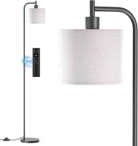 Dimmable Floor Lamp with Linen Shade, Remote Control, 3 Color Temperatures, Modern Standing Lamp for Living Room Bedroom Office,