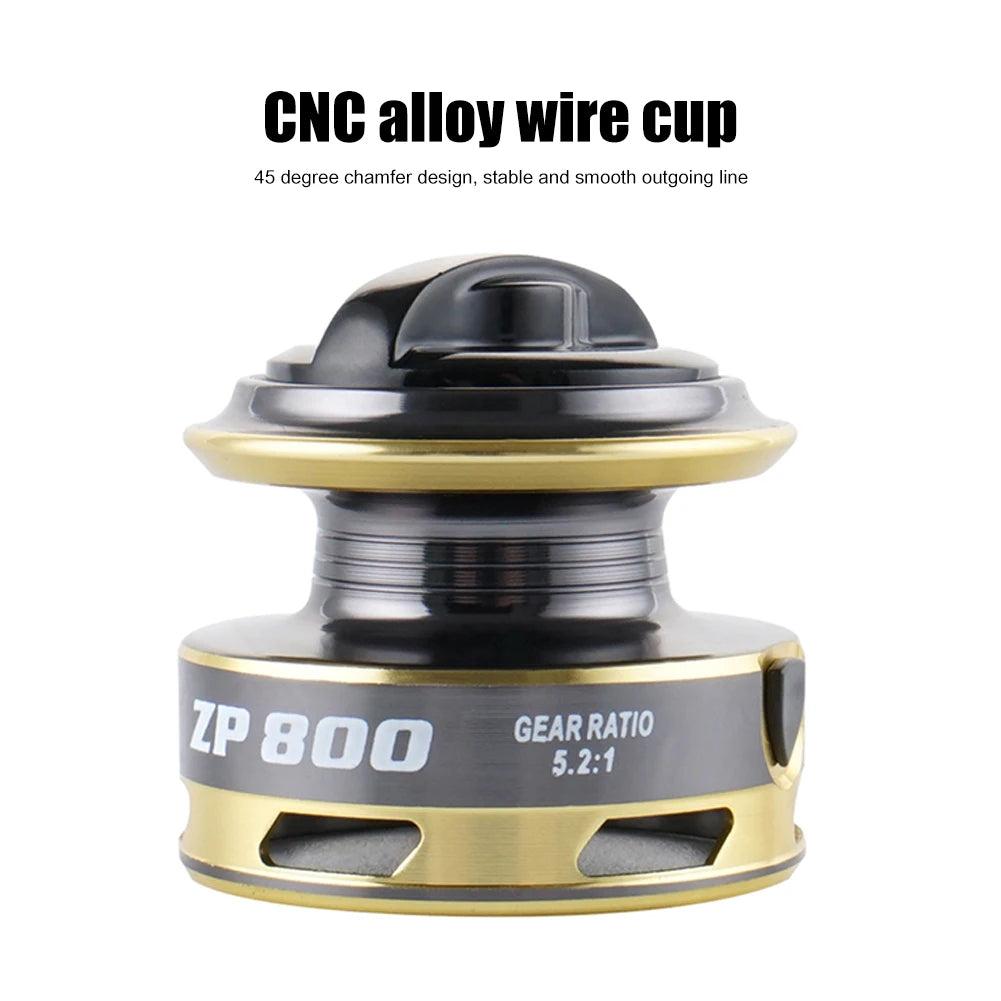ZP 500/800 Series EVA Grip Ultra Lightweight Fishing Reel 13+1BB High Speed Gear Ratio 5.2:1 Mini Spinning Reel Metal Line Cup