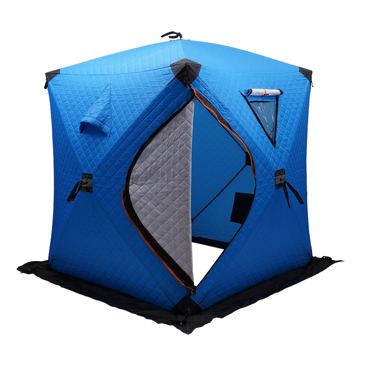 Portable Ice Fishing Shelter, 210D Oxford Fabric, Fiberglass Rods, D-Shaped Door, Double Windows for Ventilation