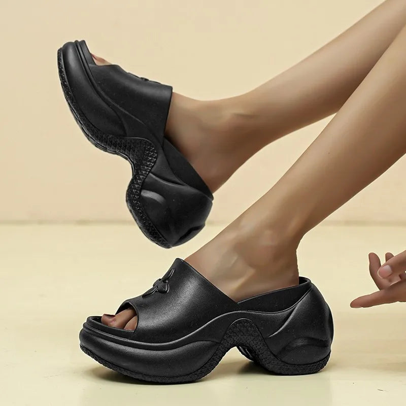 Women's Shoes 35-40 Spring Platform Clover Slippers High Heels Breathable Sandals Street Casual Shoes New Soft Soles