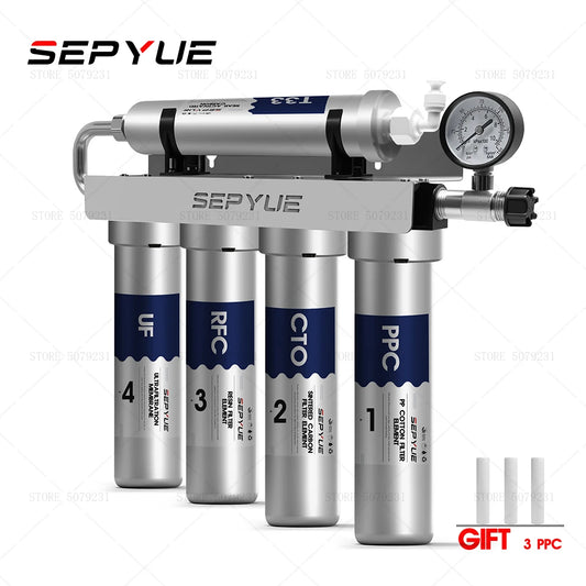 304 Stainless Steel Water Filter Drinking Water Household Kitchen 5 Stages Water Filter System UF TapWater Purifier for Home