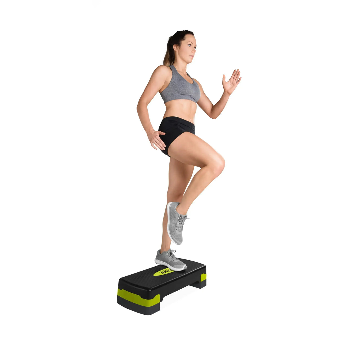 Multi-Function Aerobic Stepper Platform, Adjustable Height for Home Gym Full Body Cardio Workouts, Black & White