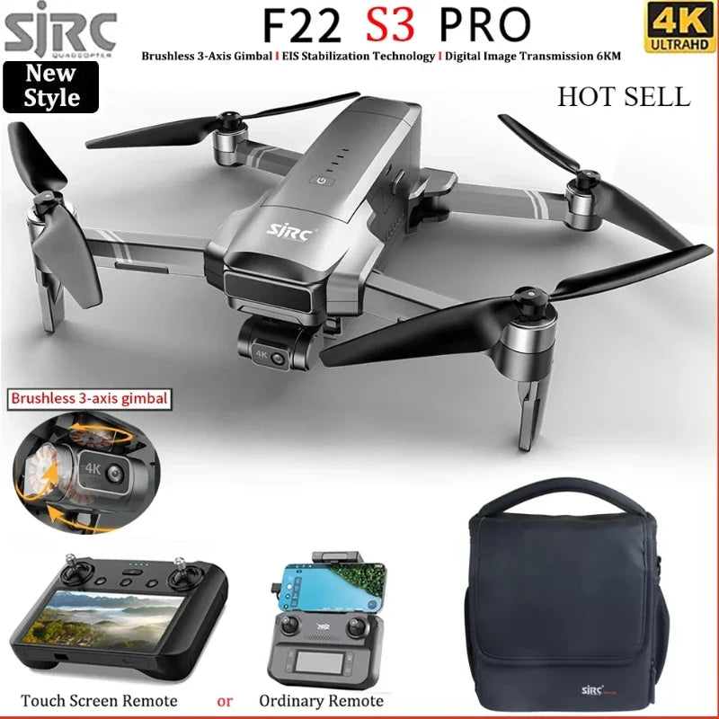 SJRC New F22 S3 PRO Drone 4K HD Professional Camera GPS  5G WiFi EIS Brushless FoldableQuadcopter FPV 3-Axis Gimbal RC Dron