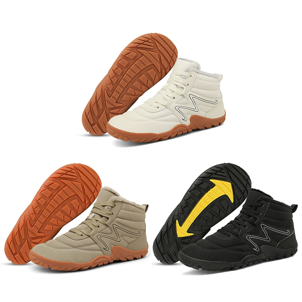 Winter Snow Boots Waterproof Cold-Proof Trekking Shoes Anti Slip Warm Lined Booties Minimalist Ankle Boots for Outdoor Travel