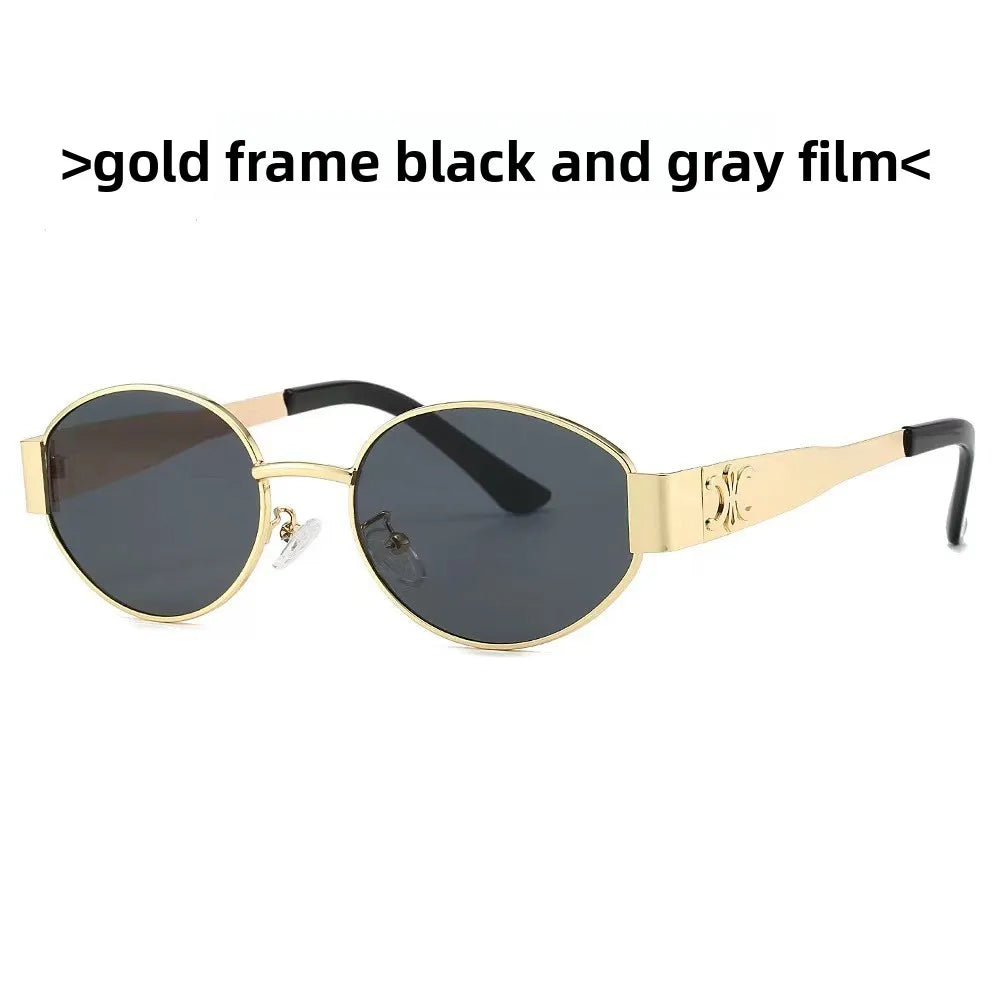 2025 New Arrival! Metal Sunglasses for Women - K-Style Trendy Small Frame, Photo-Ready Concave Design, UV400 Protection