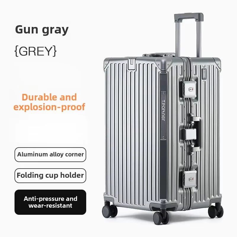 KLQDZMS Luggage 26"29"32 Inch Large Capacity Aluminum Frame Cart Case Cart Style Travel Bag Universal Wheel Rolling Suitcase