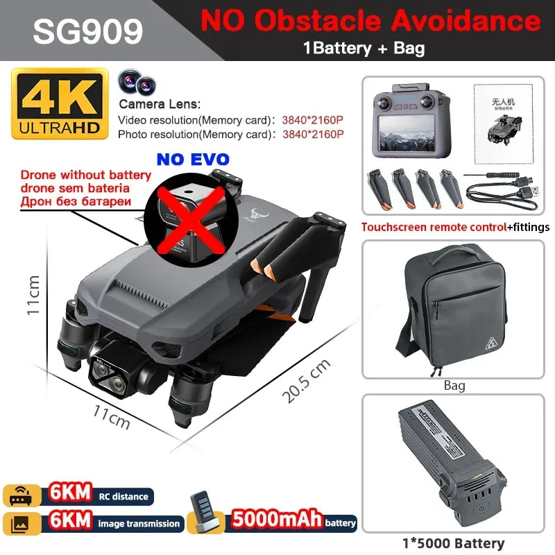 ZLL SG909 SG909MAX Professional Drone With 4K Camera 3-Axis Gimbal 5G 360 Obstacle Avoidance Touch Screen FPV Brushless RC Dron