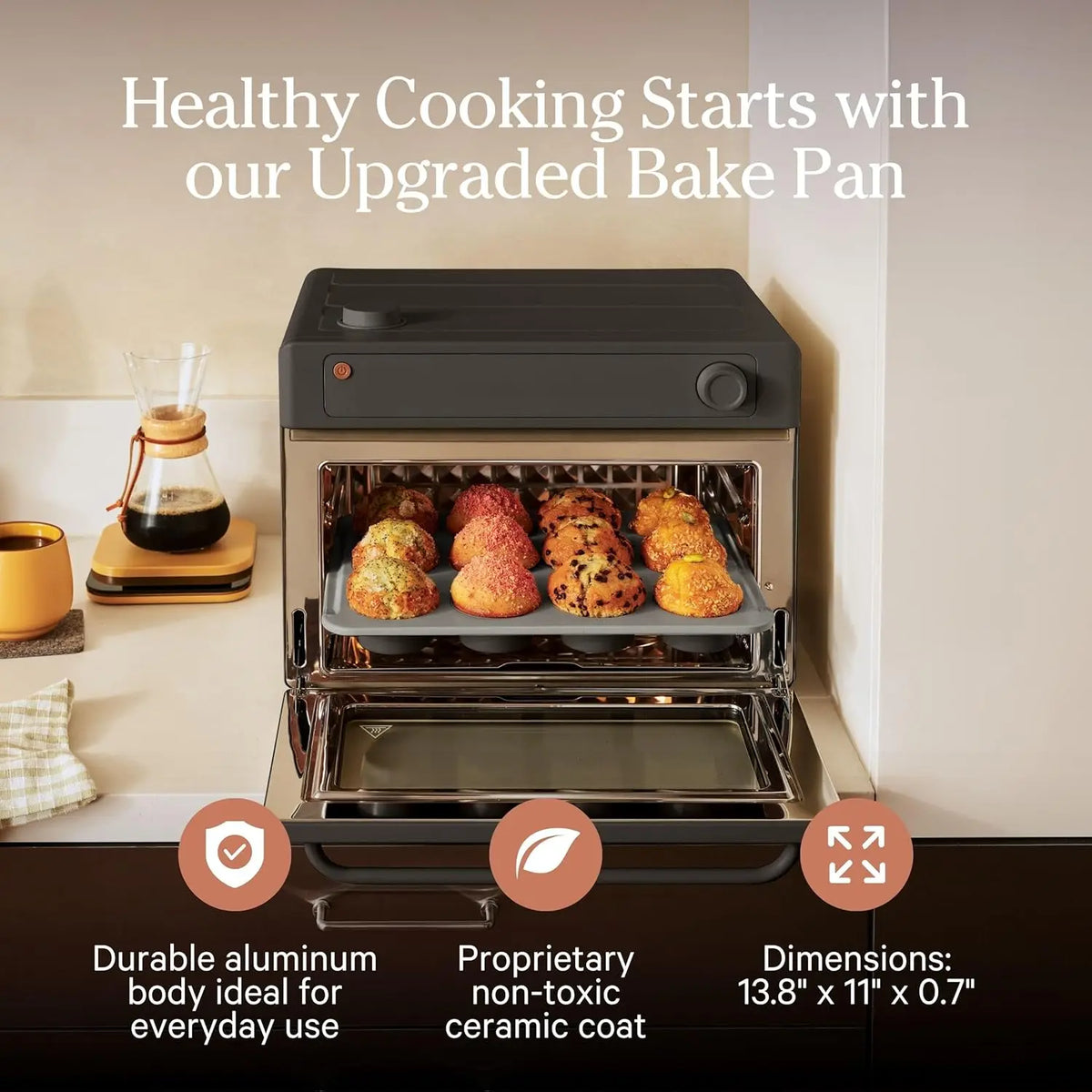 6-in-1 Air Fryer Toaster Oven with Steam Infusion | Non-toxic, PFAS-Free Combo | Char